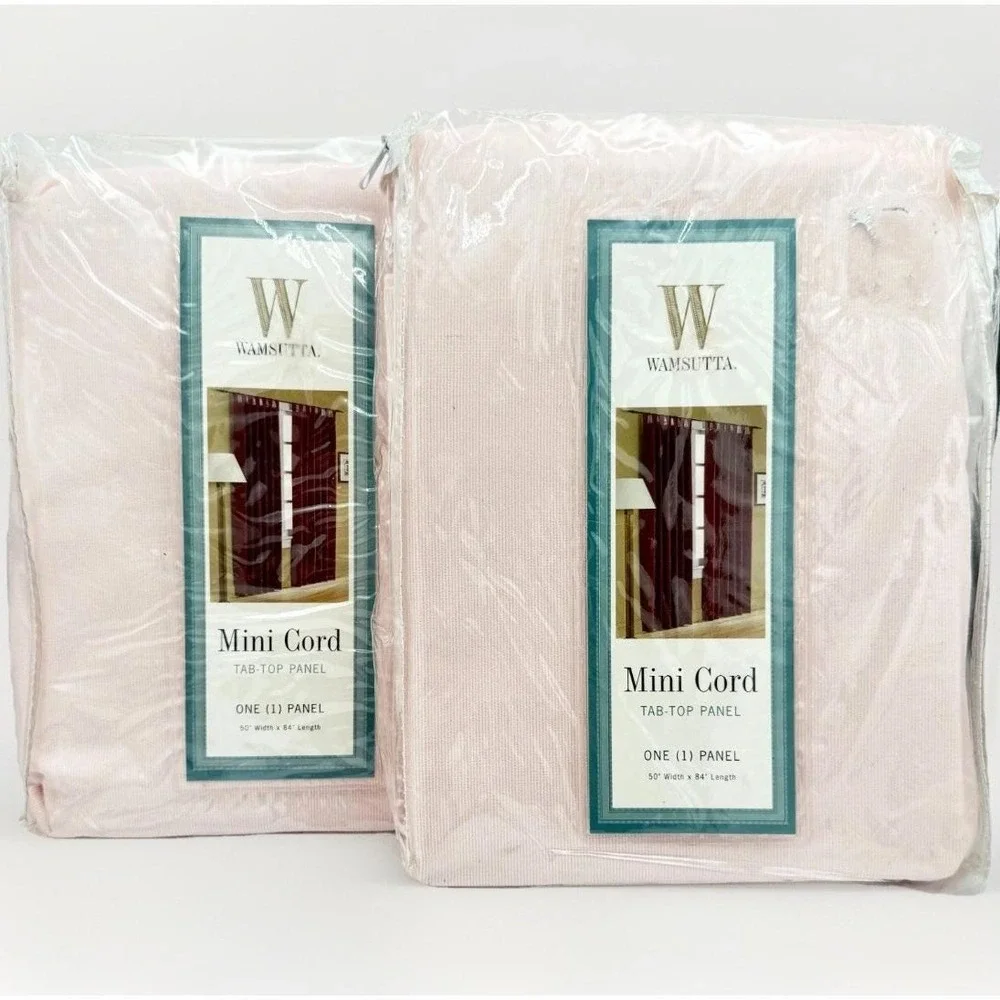 Wamsutta Pink Corduroy Tab Top Curtain Panels 50x84 100% Cotton Set 2 Nursery